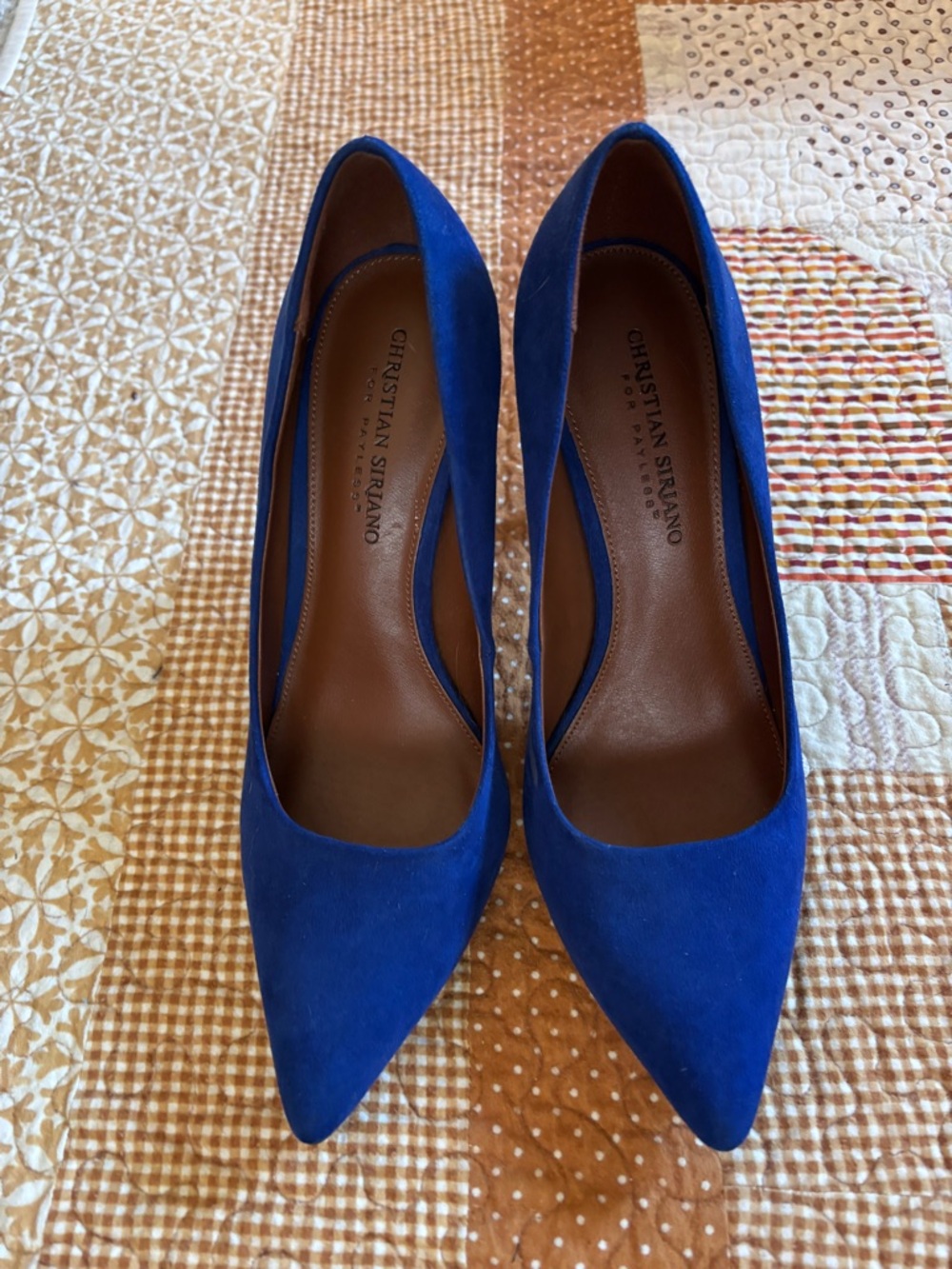 Christian Siriano Royal Blue Suede Pointed Pumps